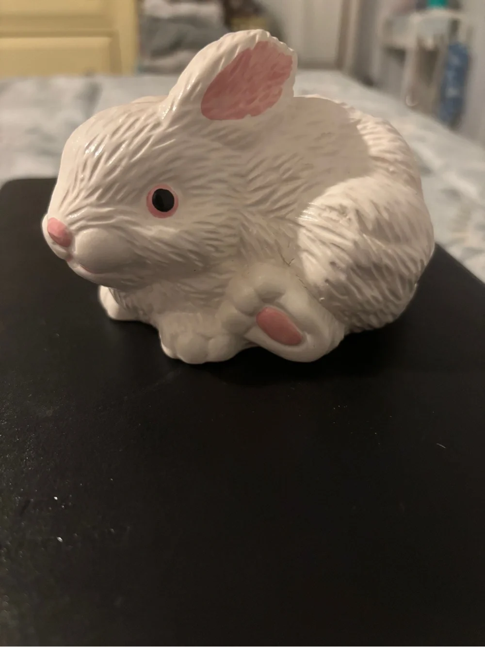 1992 White Ceramic Bunny Figurine for Small Pets Decor